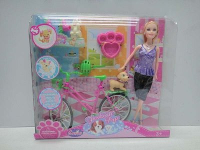 BENDABLE DOLL W/BICYCLE & PETS  - HP1000808