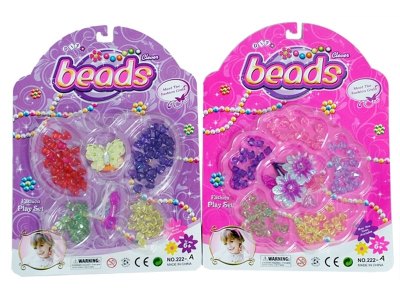 2ASST CRAFT BEADS SET W/BARRETTE  - HP1002899