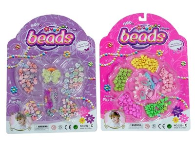 2ASST CRAFT BEADS SET W/BARRETTE  - HP1002901