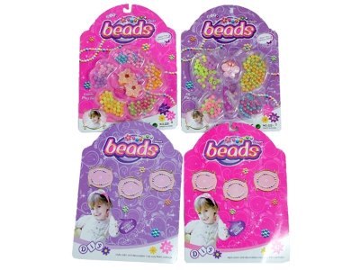 2ASST CRAFT BEADS SET W/BARRETTE  - HP1002902
