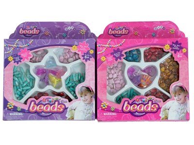 2ASST CRAFT BEADS SET W/BARRETTE  - HP1002904