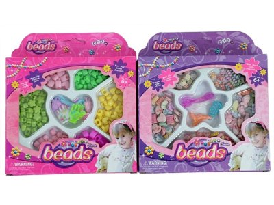 2ASST CRAFT BEADS SET W/BARRETTE  - HP1002905