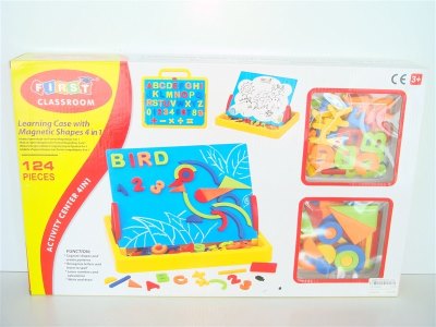 124PCS LEANING CASE W/ MAGNETIC SHAPES 4 IN 1 YELLOW - HP1004863