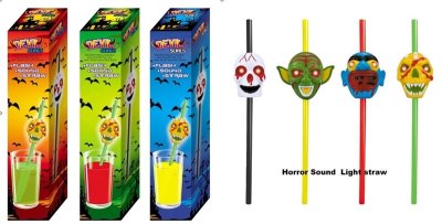 GHOST HEAD STRAWS W/SOUND & LIGHT  - HP1005931