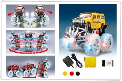 1:18 4FUNCTION R/C STUNT CAR W/LIGHT & MP3 & CHARGER INCLUDED BATTERY YELLOW/RED/BLACK - HP1012498