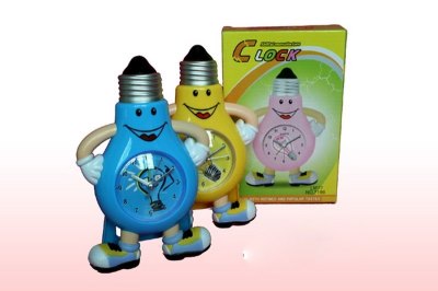 CARTOON BULB ALARM CLOCK YELLOW/BLUE/PINK - HP1015122