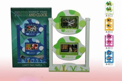 STATIONERY RACK W/CLOCK & PHOTO FRAME BLUE/PINK/YELLOW/GREEN - HP1015195