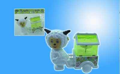 PULL LINE HAPPY SHEEP CAR W/LIGHT  INCLUDED BUTTON CELL - HP1018318