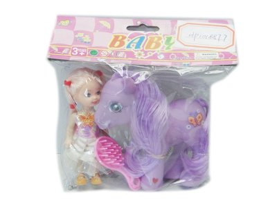 LOVELY DOLL W/VINYL HORSE 3COLOR - HP1018877