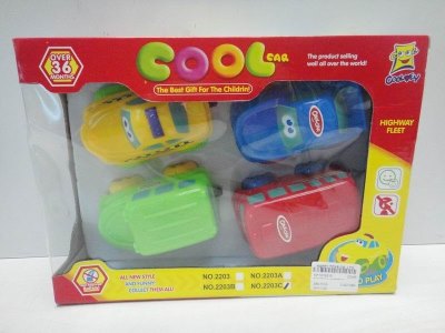 PULL LINE CAR 4PCS/DISPLAY BOX  YELLOW/GREEN/BLUE/RED 4ASST  - HP1019315