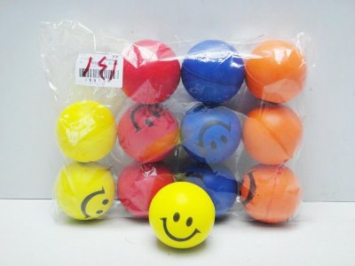 6.3CM SMILE FACE BALL RED/YELLOW/ORANGE/BLUE 12PCS - HP1019437