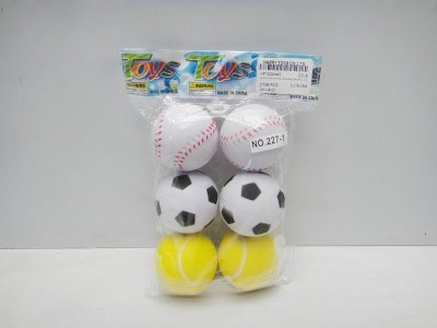 5.5CM PU BALL FOOTBALL/TENNISBALL/BASEBALL 6PCS - HP1020445