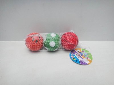 6.3CM PU BALL FOOTBALL/BASKEBALL/SMILING 3PCS - HP1020448