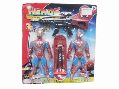 SPIDERMAN W/SOFT SHOOTING GUN & SKATE BOARD & LIGHT - HP1020567
