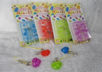 CRYSTAL PUZZLE W/CHAIN  GREEN/RED/PURPLE/BLUE 4ASST - HP1022078
