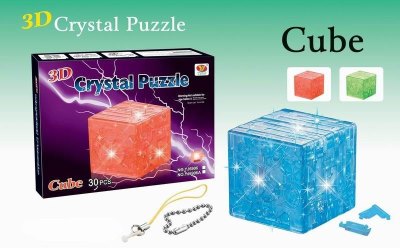 FLASHING 3DCRYSTAL PUZZLE  30PCS RED/BLUE/GREEN - HP1022084