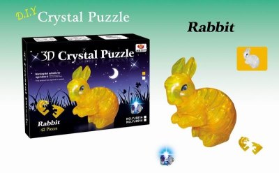FLASHING 3DCRYSTAL PUZZLE (RABBIT)42PCS  WHITE/YELLOW  - HP1022135