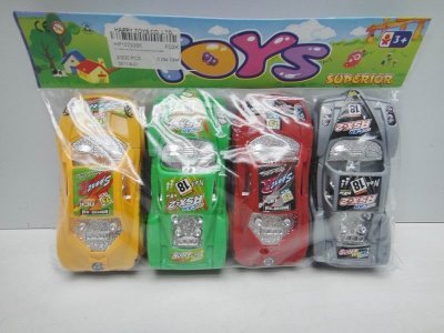 PULL BACK CAR 4PCS YELLOW/GREEN/RED/GREY 2ASST - HP1022295