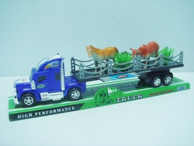 FRICTION TRUCK W/CATTLE & HORSE RED/BLUE - HP1023524
