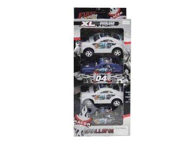PULL BACK POLICE CAR WHITE/BLUE/BLACK 4PCS   - HP1023878