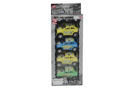 PULL BACK CAR BLUE/YELLOW/GREEN 4PCS 2ASST - HP1023882