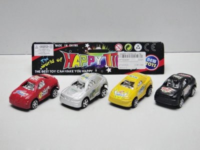 PULL BACK RACING CAR 4PCS RED/BLACK/SILVER/YELLOW - HP1024297
