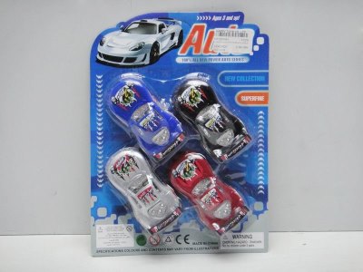 PULL BACK RACING CAR 4PCS RED/BLACK/SILVER/BLUE - HP1024441