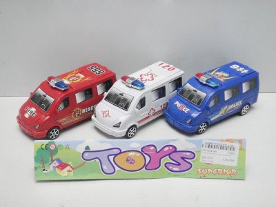 PULL BACK POLICE CAR W/CANDY HOLDER RED/BLUE/WHITE 3PCS - HP1024749