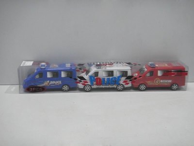 PULL BACK POLICE CAR W/CANDY HOLDER RED/BLUE/WHITE 3PCS - HP1024750