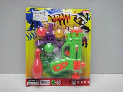 3 IN 1 PULL LINE FLYING DISH & BOWLING/PING-PONG GUN - HP1024866