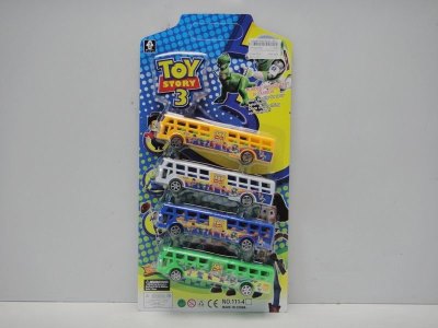 PULL BACK BUS WHITE/YELLOW/GREEN/BLUE 4PCS - HP1025059