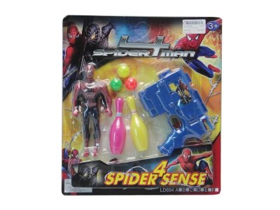 PING-PONG GUN W/3PCS BALL & 2PCS BOWLING BOWL+SPIDERMAN - HP1025088