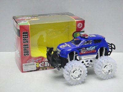 FRICTION POLICE CAR W/LIGHT & MUSIC INCLUDED BUTTONCELL BLUE/WHITE - HP1025189