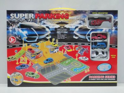 RAIL PARKING LOT W/PLANE & 3PCS FREE WAY CAR - HP1026365
