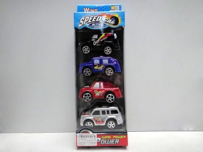 4PCS PULL BACK CAR BLACK/BLUE/SILVER/RED 4ASST - HP1028249