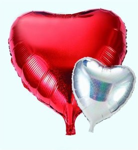HEART ALUMINUM FOIL LASER BALLOON 50PCS 2COLOR - HP1028323