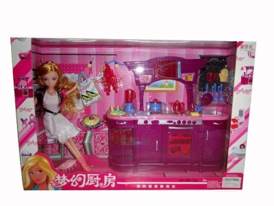 FASHION DOLL SET，KITCHEN SET W/LIGHT & MUSIC - HP1029377