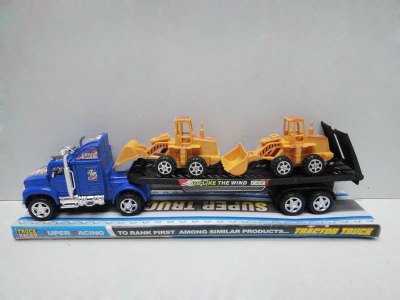 FRICTION TRUCK W/2PCS FREE WAY CONSTRUCTION CAR RED/BLUE/GREEN - HP1030028