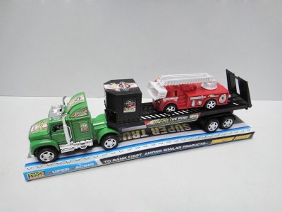FRICTION TRUCK W/2PCS FREE WAY FIRE TRUCK RED/BLUE/GREEN - HP1030030