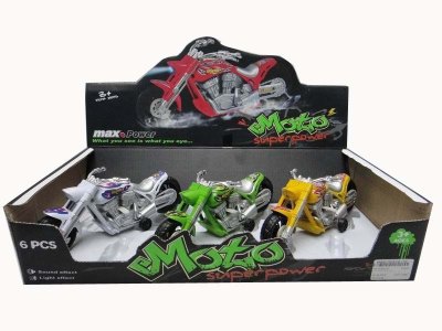 FRICTION MOTOR W/LIGHT & MUSIC INCLUDED BUTTONCELL GREEN/YELLOW/WHITE 6PCS/DISPLAY BOX - HP1030212