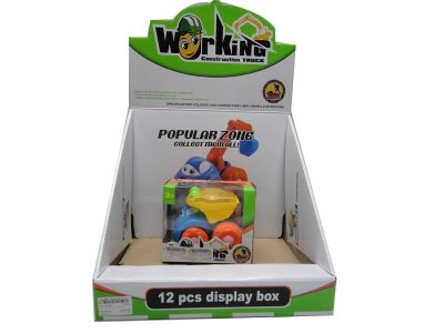 PULL LINE CONSTRUCTION CAR W/LIGHT 4COLOR 12PCS/DISPLAY BOX - HP1030397