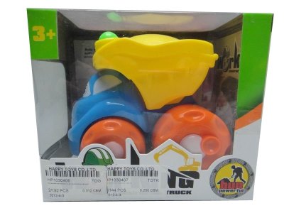 PULL LINE CONSTRUCTION CAR W/SOUND YELLOW/ORANGE/BLUE/GREEN  - HP1030406