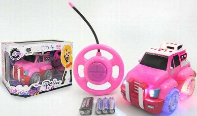 2 FUNCTION R/C POLICE CAR W/LIGHT & MUSIC INCLUDED BATTERY PINK/RED - HP1030447