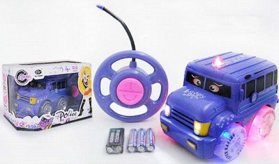 2 FUNCTION R/C POLICE CAR W/LIGHT & MUSIC INCLUDED BATTERY PINK/RED - HP1030448