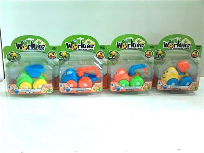 PULL BACK CONSTRUCTION CAR  4 ASST.ORANGE/YELLOW/BLUE/GREEN  - HP1030470