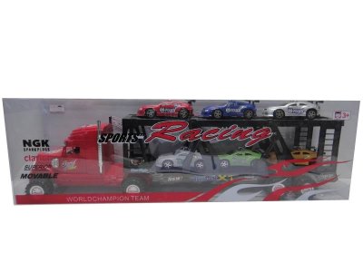 FRICTION TRUCK W/6 FREE WAY POLICE CAR RED/BLUE - HP1030604