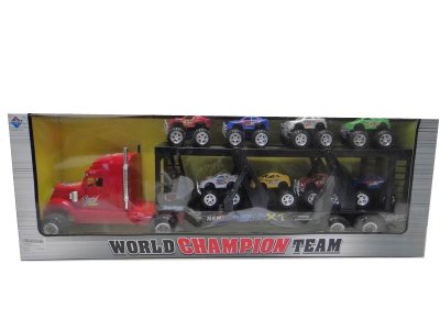 FRICTION TRUCK W/8FREE WAY CAR RED/BLUE - HP1030606