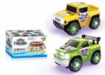 B/O BUMP AND GO POLICE CAR W/6LIGHT & ROTARY LIFT & 2ASST YELLOW/GREEN - HP1030845