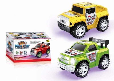 B/O BUMP AND GO POLICE CAR W/4LIGHT & ROTARY LIFT  & 2ASST YELLOW/GREEN - HP1030848