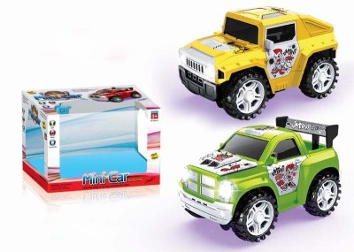 B/O BUMP AND GO POLICE CAR W/4LIGHT & ROTARY LIFT & 2ASST YELLOW/GREEN - HP1030853